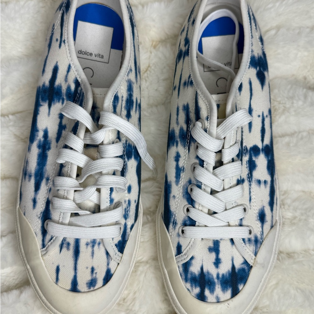 Dolce vita clear blue and white canvas sneakers for women size 8.5 New